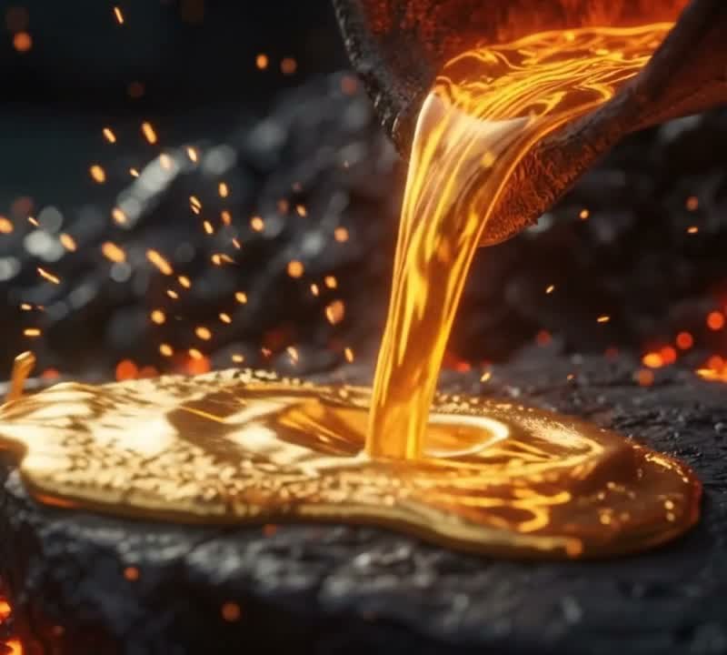 Molten gold poured from a crucible